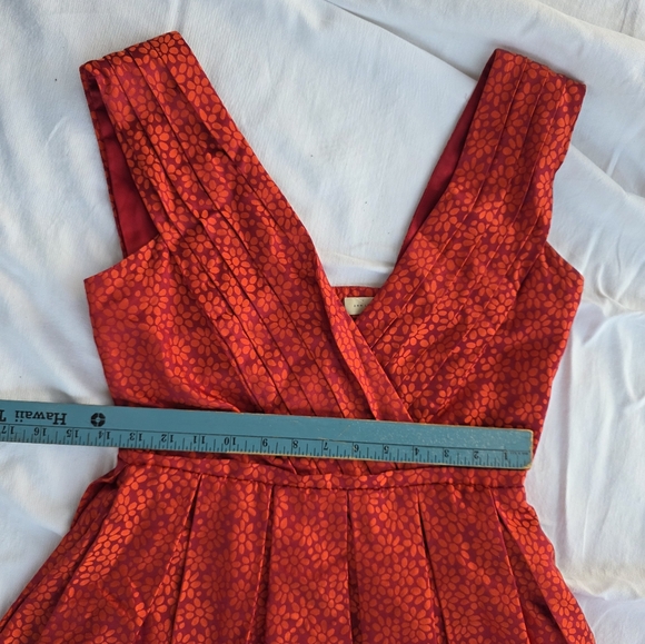 Ann Louise Roswald - Red Silk Dress w/ pockets - Size UK 10/US 4-6 - Picture 10 of 11